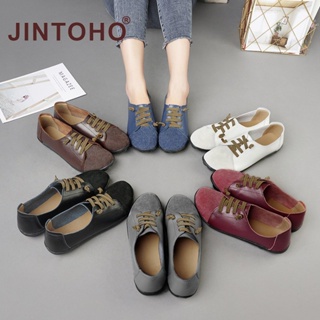 Image of thu nhỏ 【JINTOHO】Size 35-42 Women Flat Shoes Vintage Suede Pointed Shoes Light Comfort Lace-up Casual Walking Shoe #2