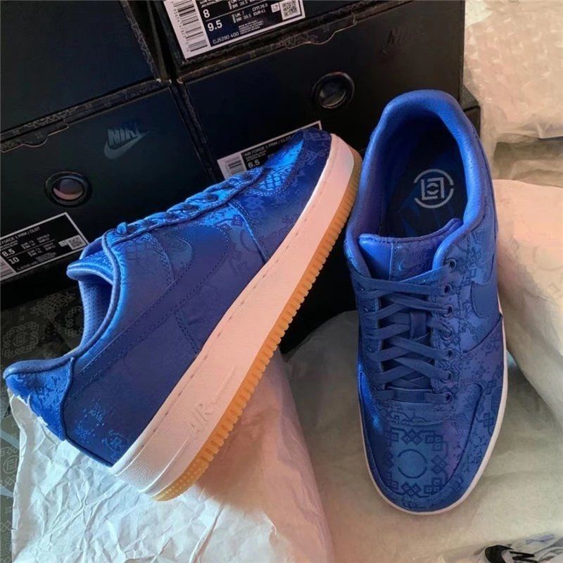 AFI Air Force No. 1 Joint Silk Low-Top Sneakers Men Women Shoes Edison Chen Same Style Blue Casual