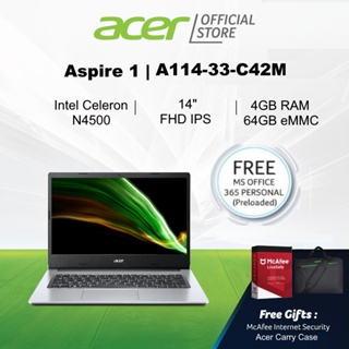 Acer Aspire 1 A114-33-C42M 14” FHD IPS Laptop - Preloaded Microsoft Office 365 Personal