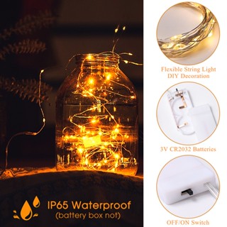 1M 2M 3M 5M LEDs Fairy Lights / Battery Powered (CR2032) Copper Wire Starry Fairy Lights / Indoor Outdoor Waterproof String Lights / Decoration Night Light Perfect For Bedroom,Christmas,Ramadan,New Year,Parties,Wedding,Birthday,Kids Room,Patio,Window #6