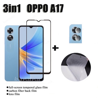 3in1 OPPO A17 A17K A77s Tempered Glass Full Cover Screen Protector for OPPO A16 A15 A16K A12 A96 A95 A76 A52 A92 A57 2022 Camera Lens Protector Tempered Glass