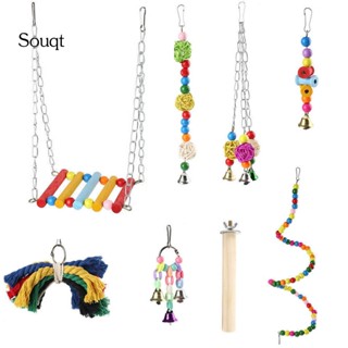 Souqt 8Pcs/Set Easy-hanging Parrot Cage Toys for Indoor Fun Swing Sepak Takraw Pet Parrot Toy Portable #5