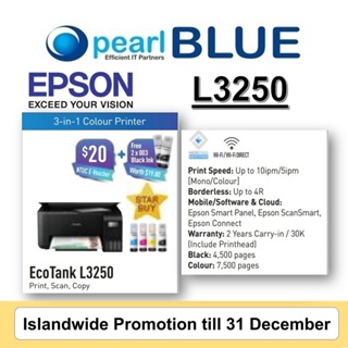 [READY STOCK]Epson Eco Tank L3250 (replacement for L3150) A4 All-in-One Wireless Ink Tank Printer