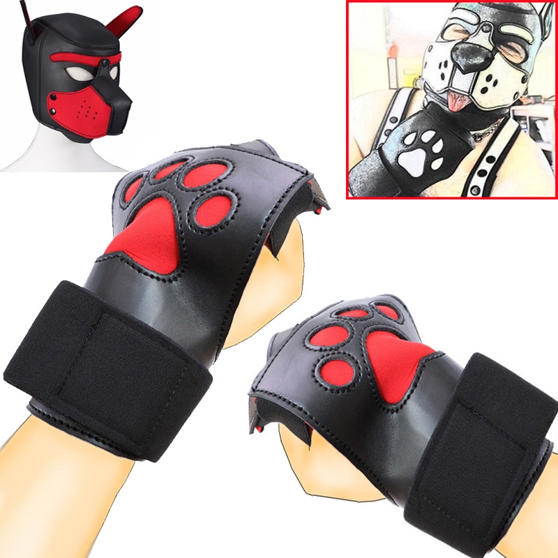 Dog Paw Mittens PU Leather Dog Paw Gloves Halloween Costume