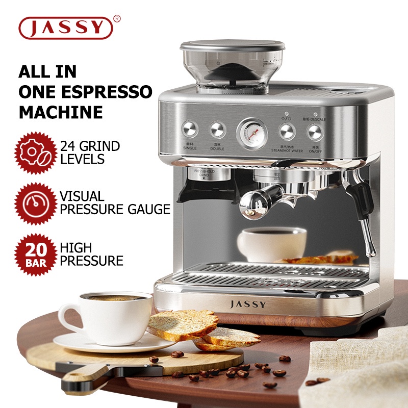 Jassy Barista Express Espresso Machine with Grinder｜20Bar Coffee Maker
