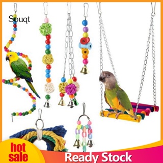 Souqt 8Pcs/Set Easy-hanging Parrot Cage Toys for Indoor Fun Swing Sepak Takraw Pet Parrot Toy Portable #0
