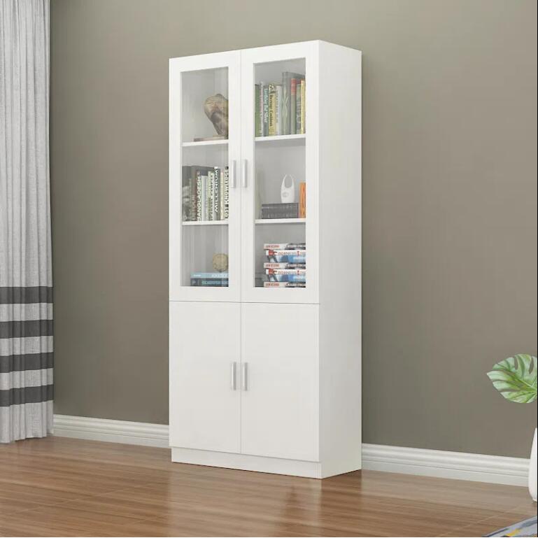 DAXINSI Bookcase Solid Wood File with Lock Glass Door Locker
