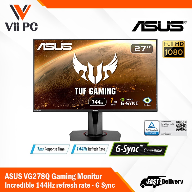 ASUS VG278Q Gaming Monitor - 27inch, Full HD, 1ms, 144Hz, G-Sync ...