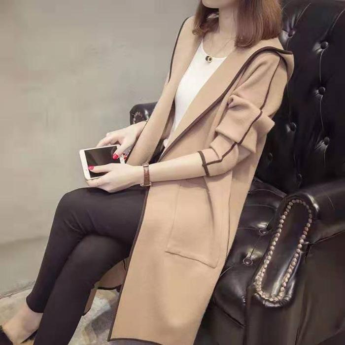 Fleece Lining Thickened Jacket Women's Mid-Length Autumn Winter Korean Version Student Long-Sleeved Sweatshi