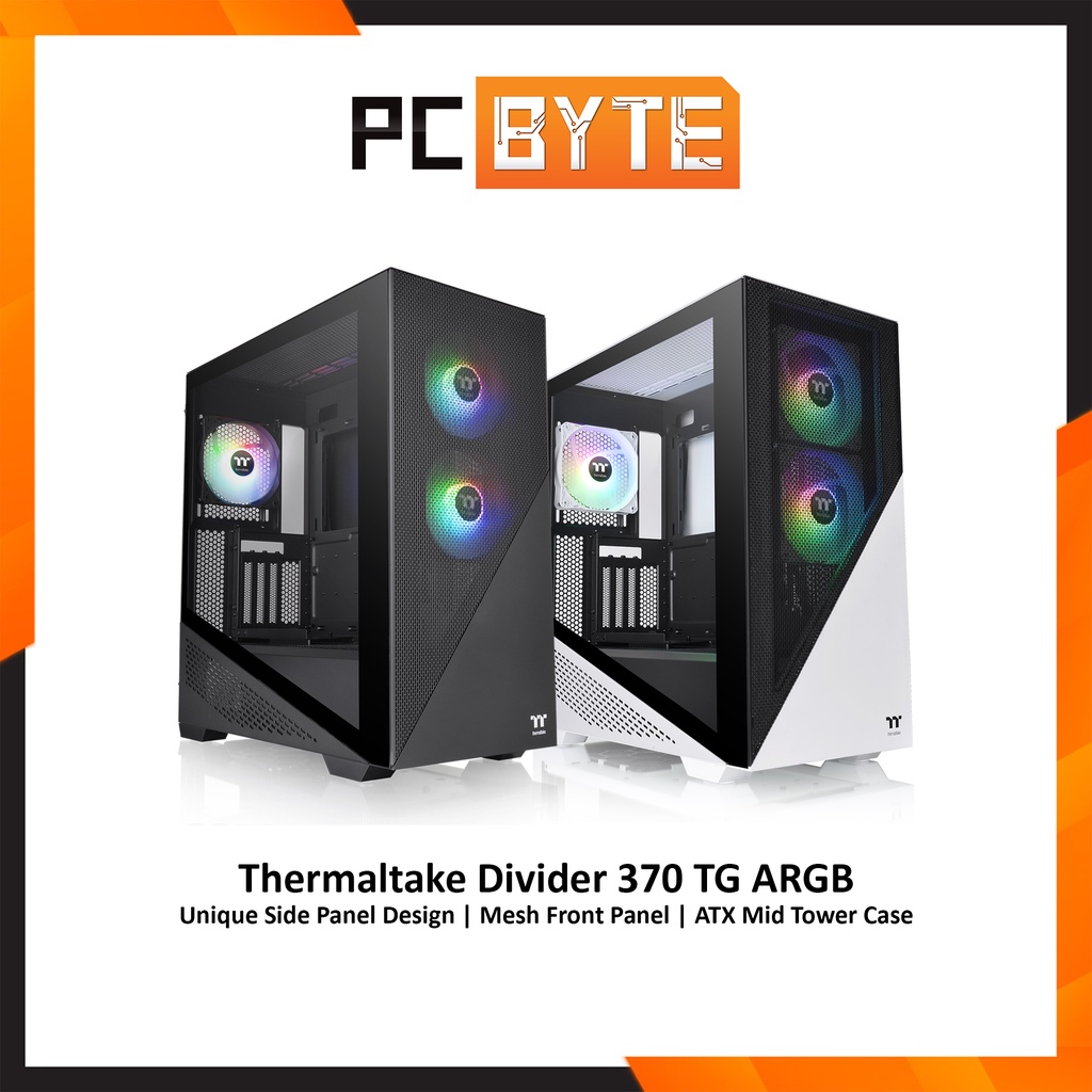 Thermaltake Divider 370 TG ARGB ATX Mid Tower Chassis (Unique Side ...