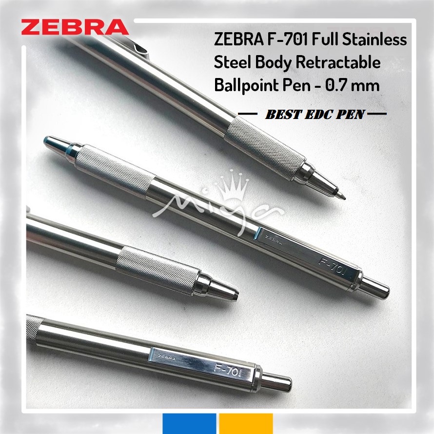 Zebra F701 Full Stainless Steel Body Retractable Ballpoint Pen 0.7