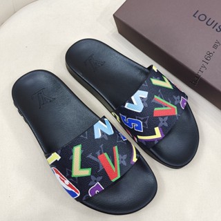 L~V LOUIS men's women's leather slides sandals beach shoes size36-46 SG558 #3
