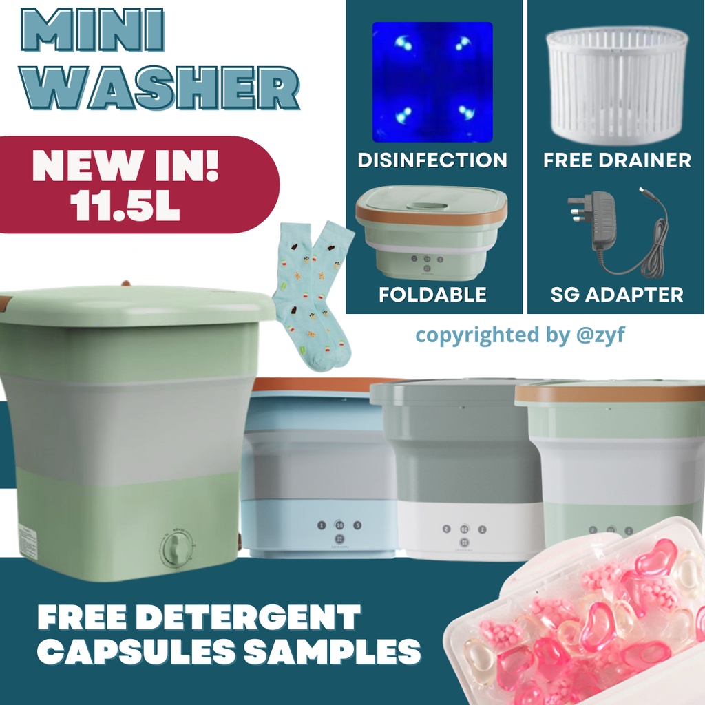🧦[Ready Stock] SG Adapter 11.5L Foldable Mini Washing Machine / Small