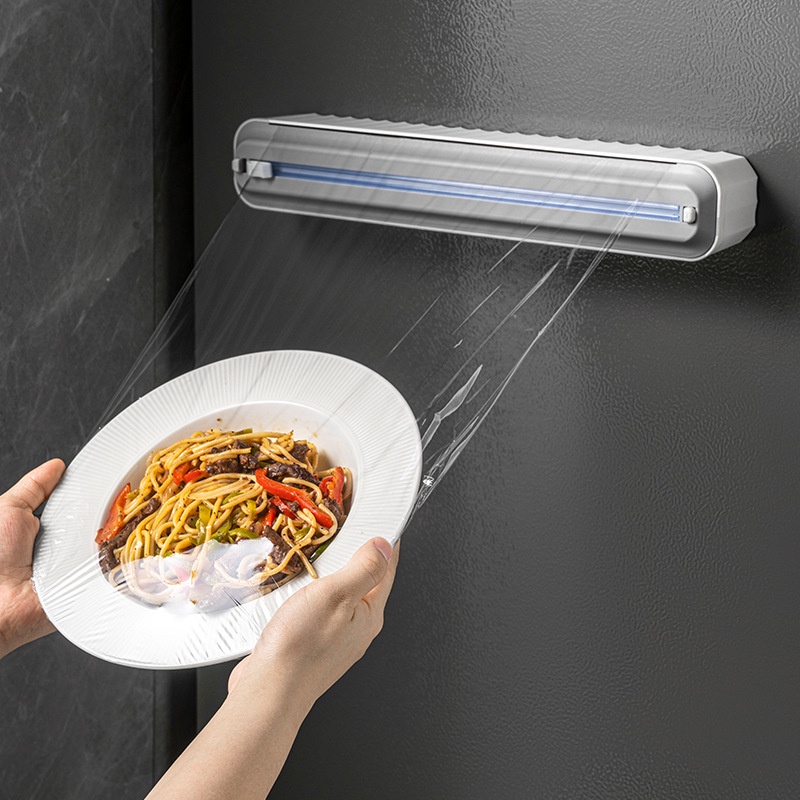 Food Wrap Dispenser with Cutter Waterproof Refillable Cling