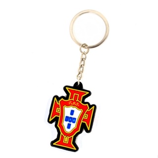 Quick Shipping World Cup Football Souvenirs Boutique Merchandise Advertising Gifts Portugal Team Logo Badge Rubber Keychain Pendant