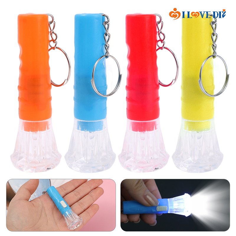 1 Piece Creative Diamond Modeling Mini Keychain Torch/ Kids Fun Glowing Toy Torchlight/ Button