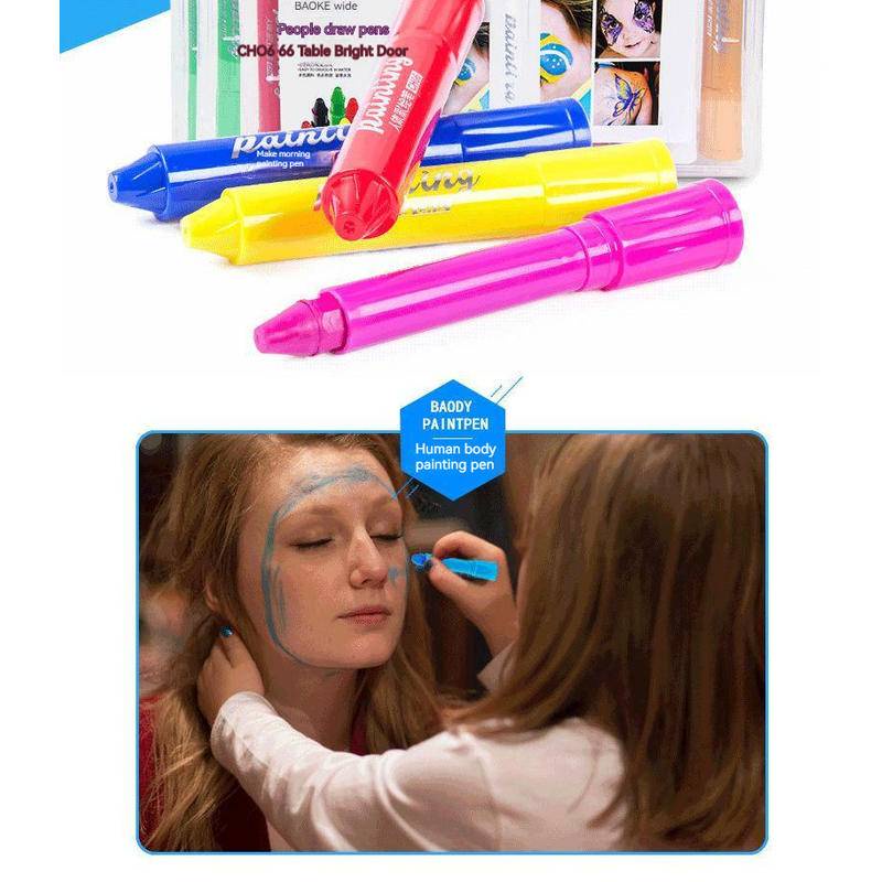 2022 World Cup Body Paint Pen 12Color Brush Washable Color Face