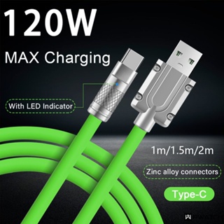120w 6a 1m Super Fast Charge Liquid Silicone Data Cable Micro Usb Data Wire For Charging Android Type-c Apple Mobile Phone 【Pwatch】