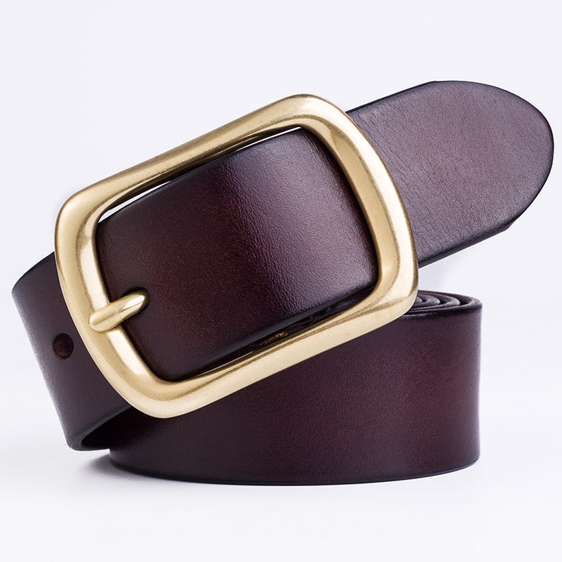 Image of [Ready Stock New Products] Men's Copper Buckle First Layer Cowhide Pin Belt Pure Casual Vintage Strong Wide [Hot Sale] #7