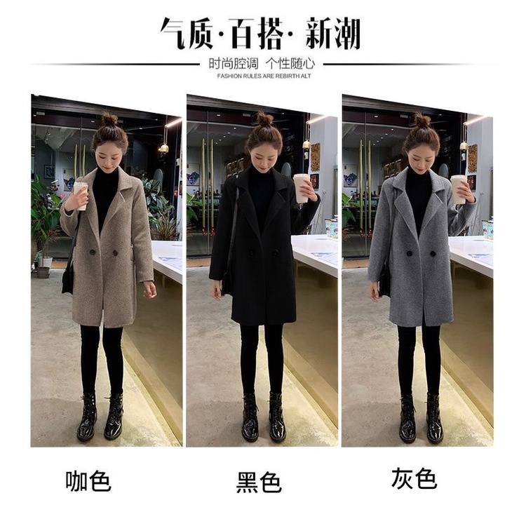 Image of Autumn Winter Woolen Coat Coat Woolen Coat Women's Mid-Length 2022 Small Slim-fit Korean Version Slimmer Look Autumn Winter Thick Woolen #6