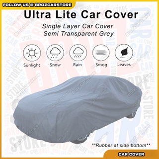 Ultra-Lite Car Cover Semi Grey Waterproof Protect Dust Dirt Disposable PEVA PE Selimut Kereta Fully Cover Single Layer