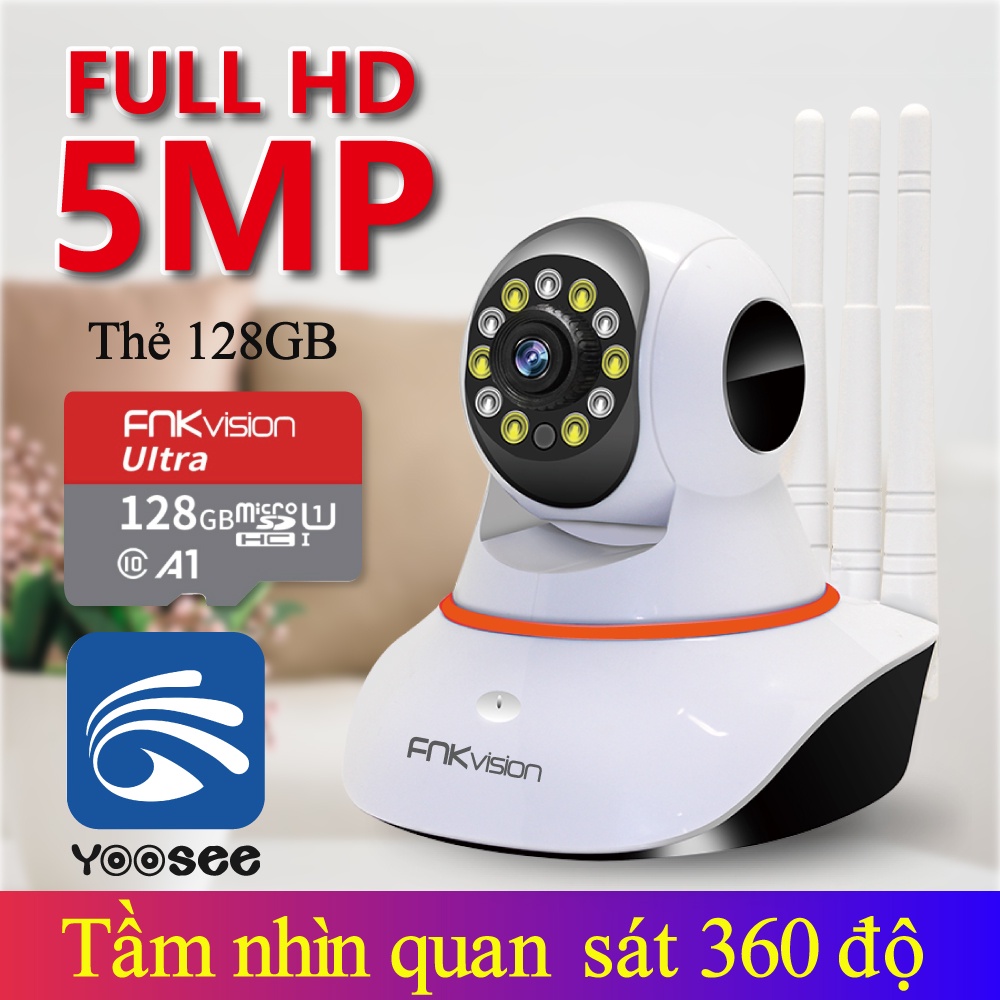 CAMERA IP WIFI YOOSEE 11 LED FNKvision 5.0Mpx Full HD  New 2023 - QUAY ĐÊM CÓ MÀU - XOAY 360 ĐỘ - TH