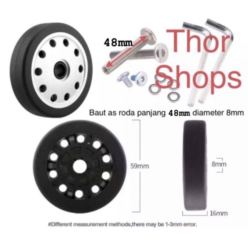 Luggage wheel double luggage wheel replacement Axle diameter 8mm