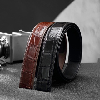 Image of thu nhỏ [Ready Stock New Products] Siamese Crocodile Leather Belt Men's Genuine Business Casual Pants Plate Buckle Smooth Headless 3.8 Wide [Hot Sale] #3