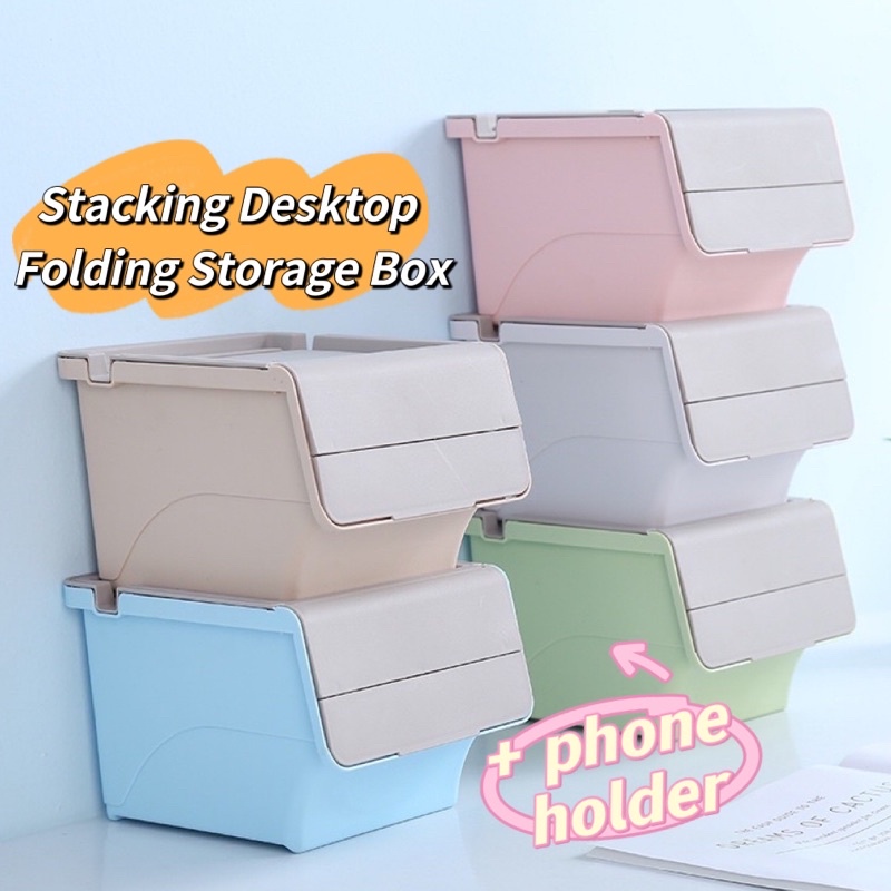 🌟FineHome🌟 Flip Desk Storage Box Phone Holder Box Student Office