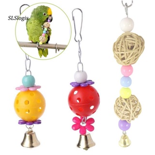 SLS_ 13Pcs/Set Healthy Cockatiel Toys Kit Bird Supplies Pet Parrot Hanging Sepak Takraw Bells Perch Stand Toy Convenient #1