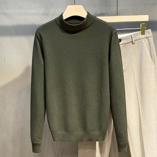Image of thu nhỏ Half Turtleneck Sweater Men Korean Version Trendy Outer Wear Solid Color Knitted Bottoming Shirt Inner Autumn Winter #8