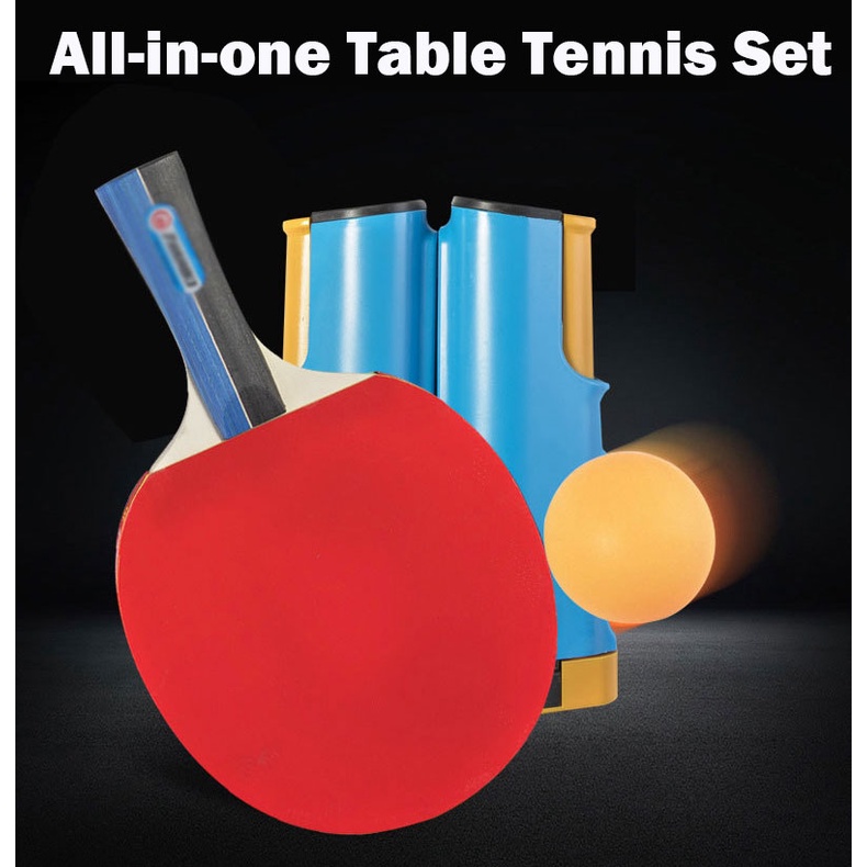 Home Office Indoor Outdoor Game Ping Pong Ball Set Portable Retractable Table Tennis Nets with 2 Table Tennis Paddles 3 Balls for School Auspicious beginning Table Tennis Set 