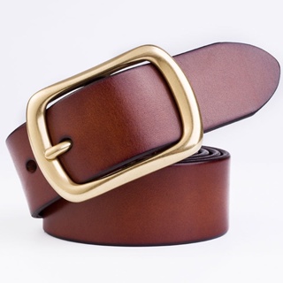 Image of thu nhỏ [Ready Stock New Products] Men's Copper Buckle First Layer Cowhide Pin Belt Pure Casual Vintage Strong Wide [Hot Sale] #6