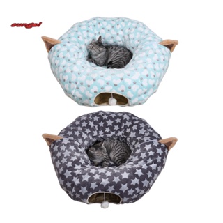 SUN_ Foldable Cat Tunnel Bed Pet Supplies Pet Tube Sleeping Bed Print Design #5