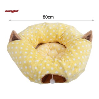 SUN_ Foldable Cat Tunnel Cat Supplies Cat Tunnel House Warm Bed Print Design #8