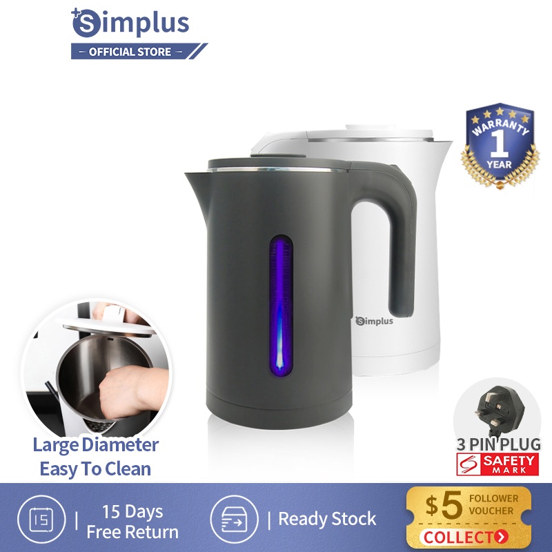 Simplus Electric Kettle 1.8L 304 Stainless Steel 1500w Automatic Power