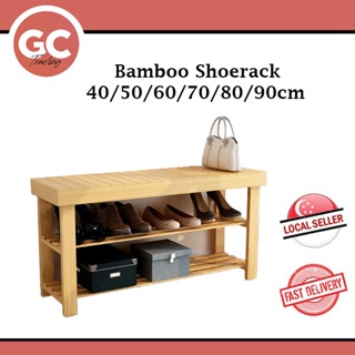 💥SG Seller💥Bamboo Shoe rack Bench/ Strong and Durable/Able to sit while putting or taking off shoes/Convenient