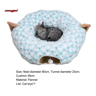 SUN_ Foldable Cat Tunnel Bed Pet Supplies Pet Tube Sleeping Bed Print Design #2