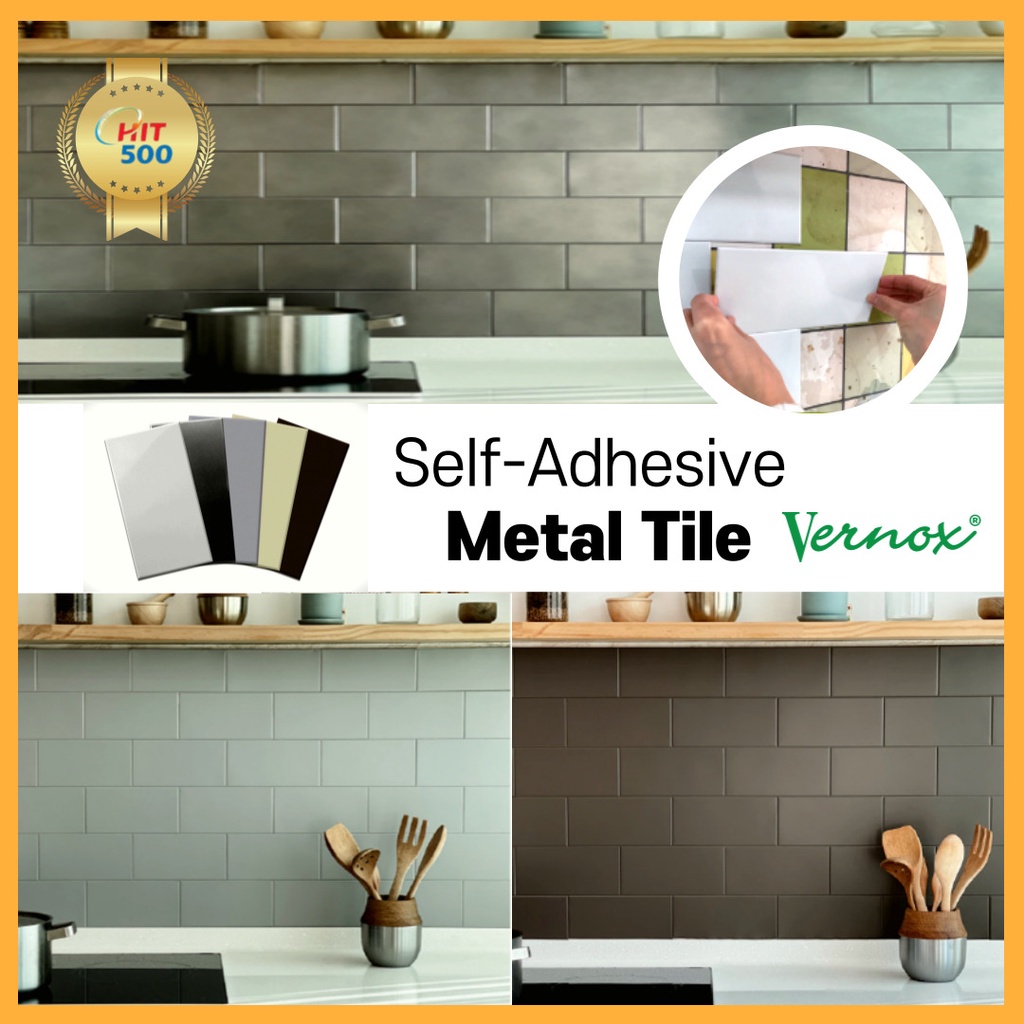 [VerQ SET] Real Metal DIY Self Adhesive Kitchen Tile Kitchen wall sticker heat resistant