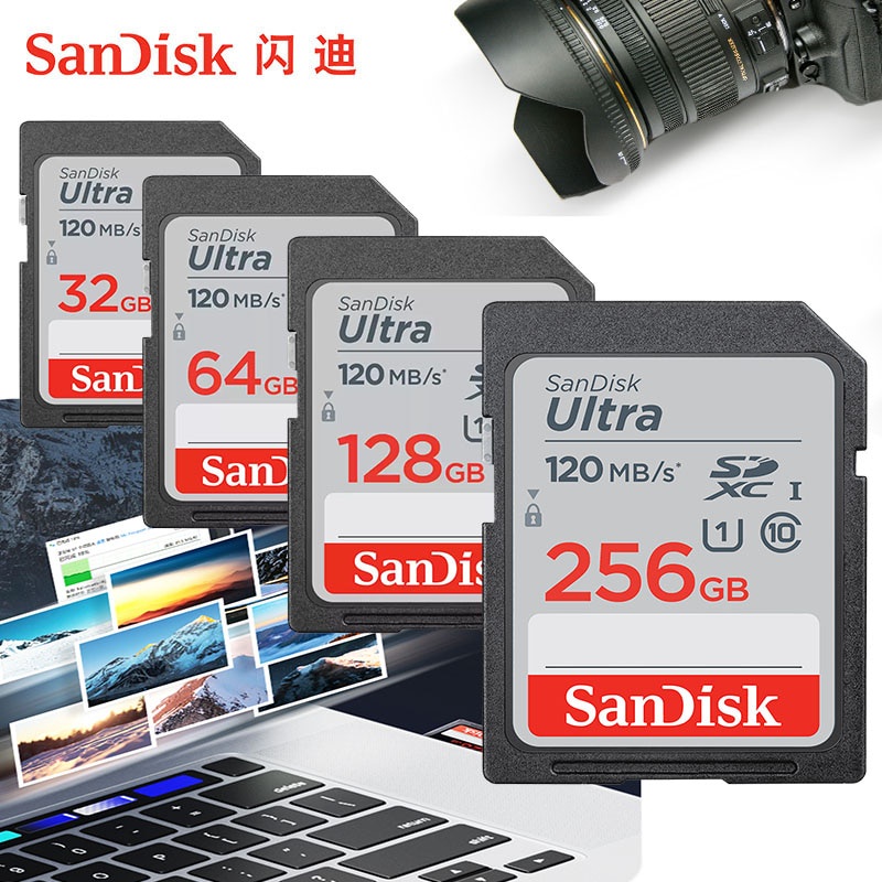 SanDisk Ultra Original SD card 8GB 16GB 32GB SDHC 64GB 128GB 256GB SDXC Class10 Memory Card C10 R80mb/s USH-1 Support for Camera