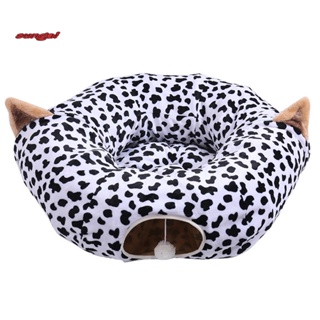 SUN_ Foldable Cat Tunnel Cat Supplies Cat Tunnel House Warm Bed Print Design #3