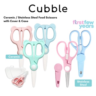 Cubble Little Bear Ceramic Food Scissors / Stainless Steel Food Scissors with Case and Cover / Safety Lock (3 Colours)