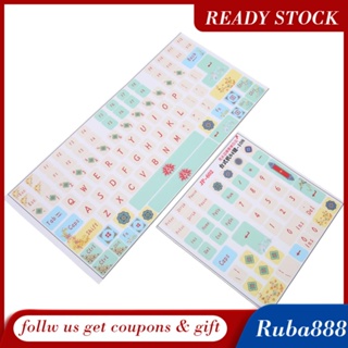 Ruba888 2Pcs Mechanical Keyboard Sticker Frosted Surfaces Cute Cartoon Clear Pattern PVC