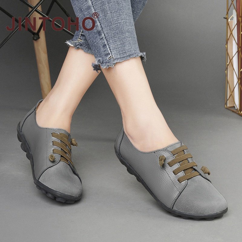 Image of 【JINTOHO】Size 35-42 Women Flat Shoes Vintage Suede Pointed Shoes Light Comfort Lace-up Casual Walking Shoe #7