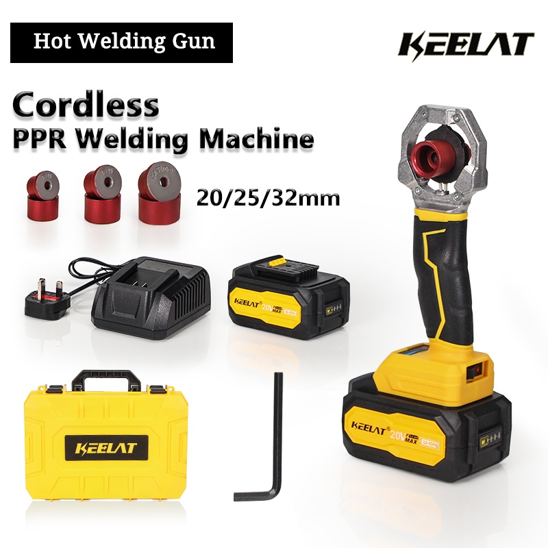 KEELAT PPR Cordless Welding Machine Electric Plastic Pipe Fusion Welder Hot Melt Gun Tool