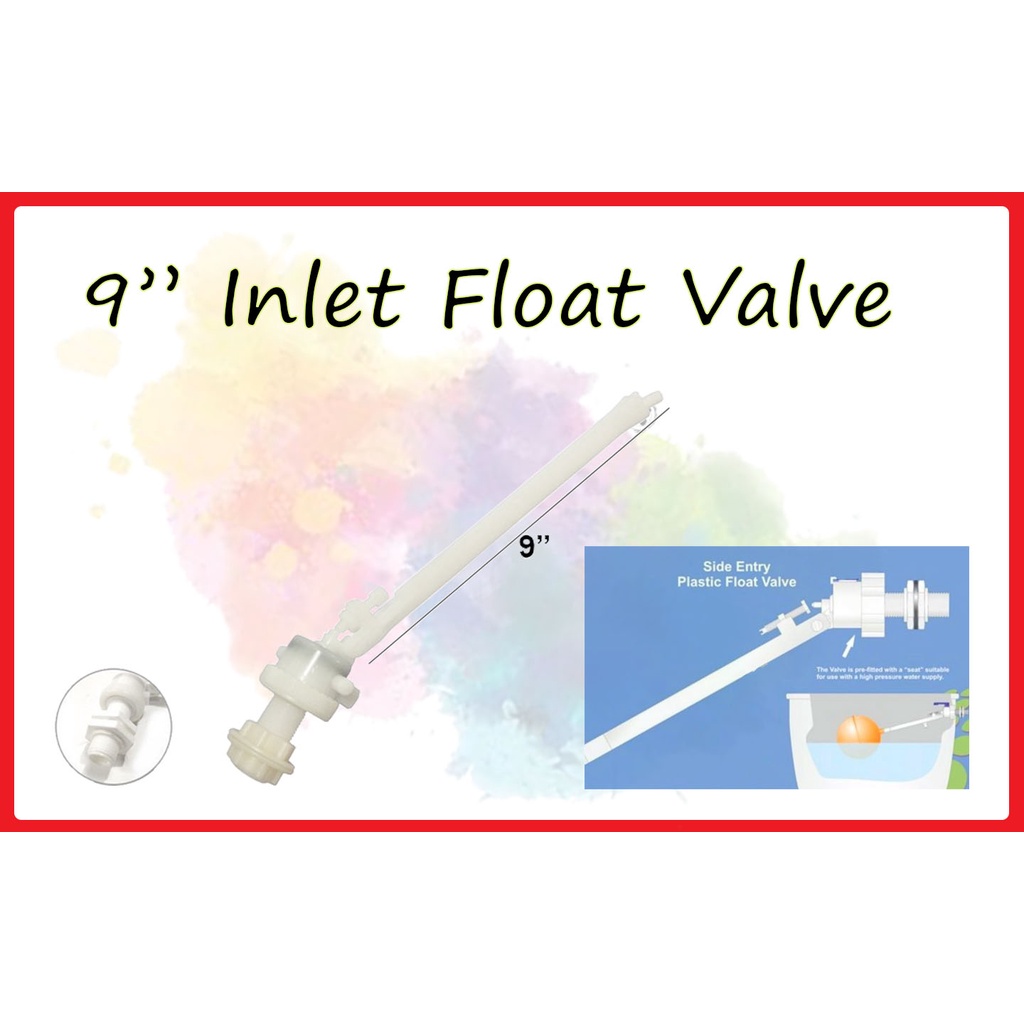 9" Float Valve Toilet Cistern Plastic Side inlet Float Valve Inlet