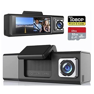 Dual Dash Cam Front and Inside Cabin (1080P+1080P), Dash Camera for Cars with SD Card Included, Car Camera Dashcam