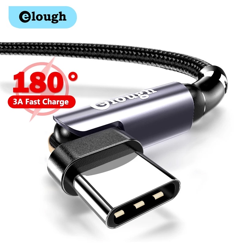 Elough USB Type C Cable Fast Charging 180° Rotate Gaming USB-C Type-C Charger Cable for Phone Data Wire Cord