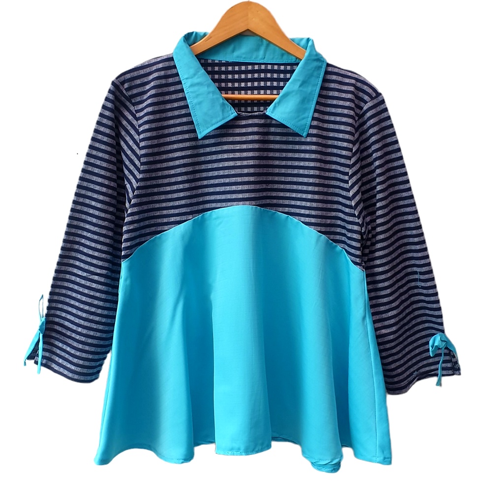 Real Pict - Blouse Atasan Jumbo Wanita Baju Fashion Bigsize Tunik Blus Cewek Fadhila Stirpe