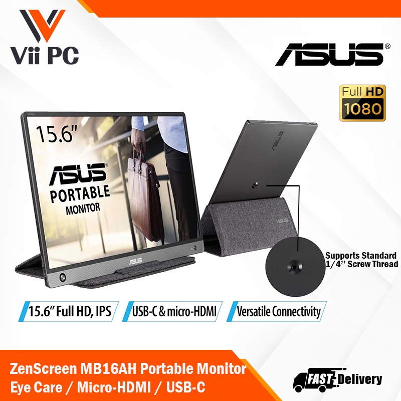 ASUS ZenScreen MB16AH Portable USB Monitor 15.6 inch, IPS, Full HD